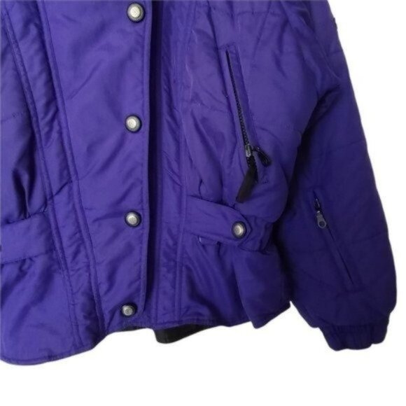 Vintage Rainier Ski Jacket Purple Short Dolman Sleeve 70's Pockets Hood size 8 - Picture 4 of 13